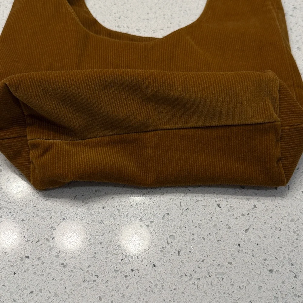 Merit Signature Cosmetic Bag Women's Brown Corduroy Tie Top Pouch Casual Boho